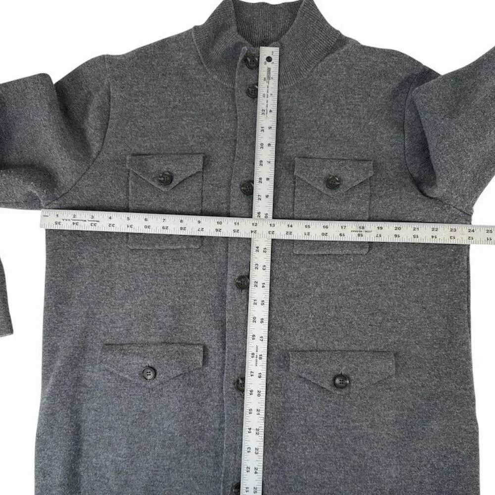 Peter Millar 90% Merino Wool Jacket Mens XL Cargo Gray Full Zip Sweater Coat